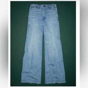AE77 Premium Wide Trouser Jean in Light Wash, size 12